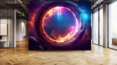 Colorful space portal with nebula and vastness, Generative AI Wall mural