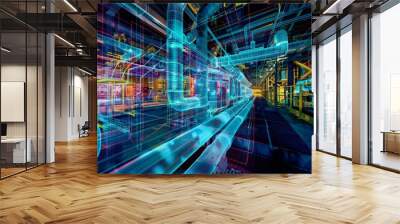 Holographic industrial plant design Wall mural