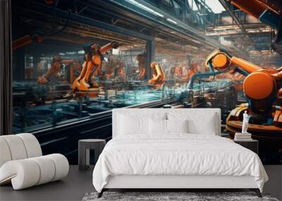 Robotic Arms in Action: Efficient Factory Automation with Precision and Speed, Generative AI Wall mural