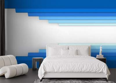 Blue layer paper cut. 3d rendering Wall mural