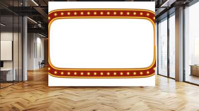 Red frame gold border light glow retro advertising sign on white background. 3d rendering Wall mural