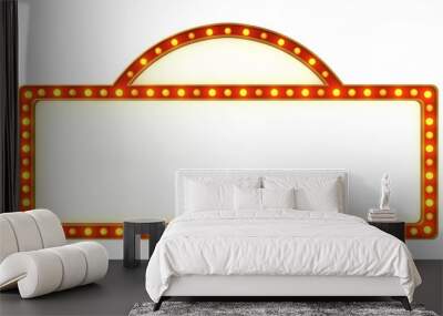 Red marquee gold light board sign retro on white background. 3d rendering Wall mural