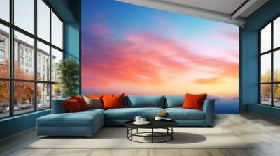 Abstract gradient sunrise in the sky with cloud and blue mix orange natural background. Wall mural