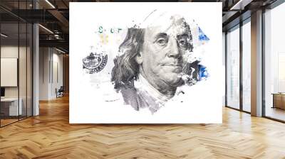 Close up of new hundred dollar bill. Wall mural