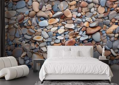 Natural stone on the scenic coastline, Rock pebble background. Created with generative ai. Wall mural