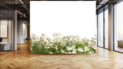 Realistic flowering plants foreground isolated Wall mural