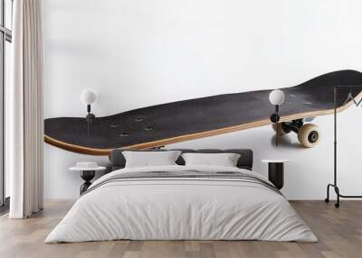 a skateboard gracefully sits on a pristine white background Wall mural