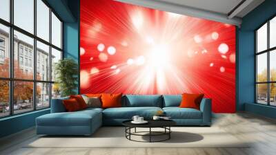 abstract glowing red effect with sparkling rays and white backlight Wall mural