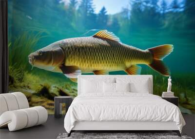 carp under water image fish photography under water photography austrian lake wildlife Wall mural