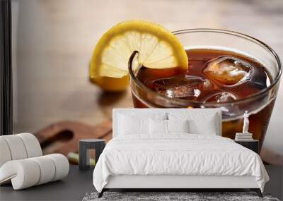 cold brew with lemon on the table refreshing coffee drink Wall mural