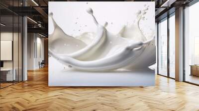 milk splash cream in motion white liquid abstract background fresh and clean white close up for ads banner Wall mural