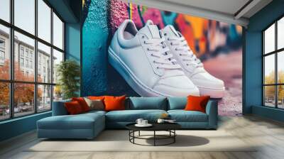 Sneaker white isolate, chick styles in the city Wall mural