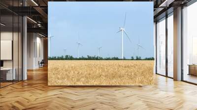 a wind farm in the wide spread field Wall mural