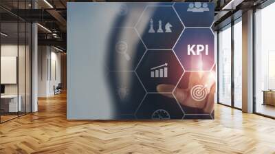 KPI concept. Key Performance Indicator using business intelligence metrics to measure achievement versus planned target. Touching on  