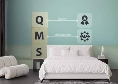 qms, quality management system concept. formalized system for achieving quality policies and objecti Wall mural