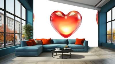 Set of A 3D icon of a heart symbol isolated on transparent background Wall mural