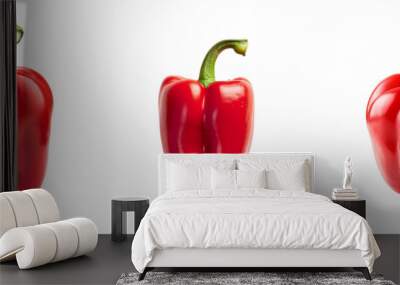 Set of A vibrant red bell pepper isolated on transparent background Wall mural