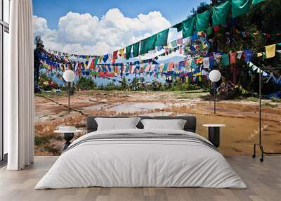 Buddhist prayer flags sikkim Wall mural