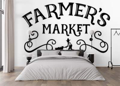 Farmers market locally grown vector design. Farmhouse decor.   Isolated on transparent background Wall mural