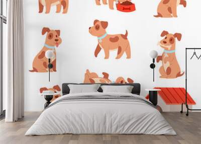 dog vector little doggie puppy animal character playing or sleeping illustration animalistic doggy s Wall mural