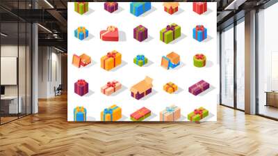 Isometric gift box set vector. Wall mural