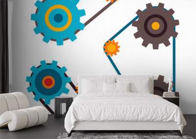 Machine parts different mechanism vector illustration. Wall mural