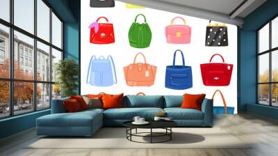 woman bag vector girls handbag or purse and shopping-bag or clutch from fashion store illustration b Wall mural