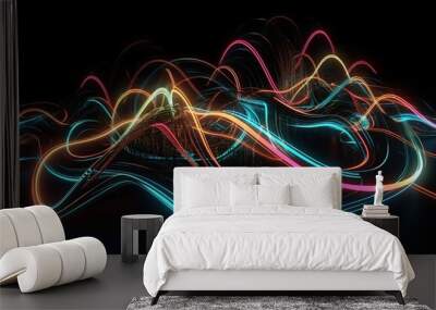 3d render, abstract geometric neon background, glowing lines, Generative AI Wall mural