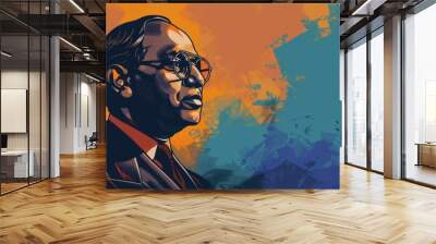 close-up view of Dr. Bhimrao Ambedkar. Ambedkar Jayanti celebrations April 14. Ai generated Wall mural