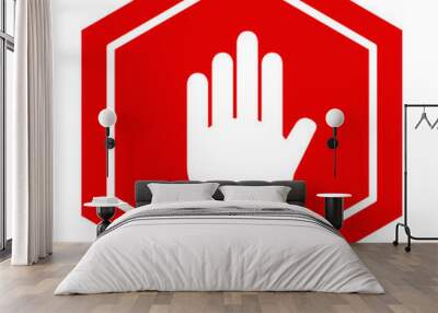 stop hand sign symbol or icon vector illustration. Wall mural