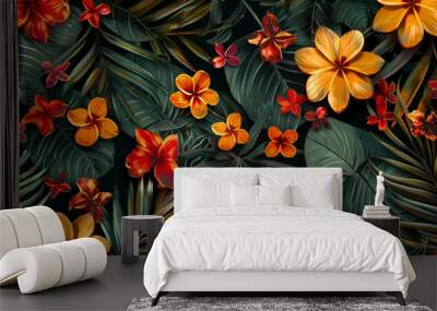 Exotic floral pattern wallpaper texture Wall mural