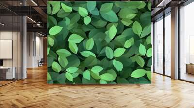 background pattern of fresh green natural leaves Wall mural