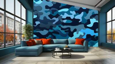 blue camouflage pattern for army. camouflage military pattern Wall mural