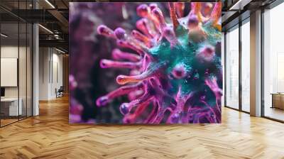 microscopic virus . Closeup of colorful virus cell.  Wall mural