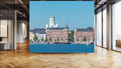 Helsinki in Finland, panorama of the town from the sea, with the cathedral in background
 Wall mural