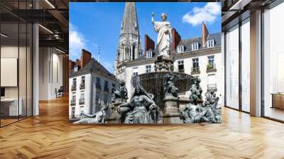 Nantes, beautiful city in France, fountain place Royale, in the historic center, with typical buildings in background
 Wall mural