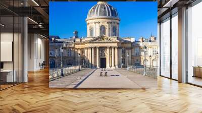 Paris, the Pont des Arts on the Seine, and the Institut de France, beautiful monument Wall mural