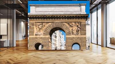 Paris, the porte Saint-Martin, beautiful ancient gate near the Grands Boulevards Wall mural