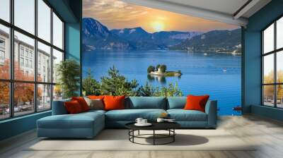 The lake of Serre-Poncon in France, beautiful landscape in summer Wall mural