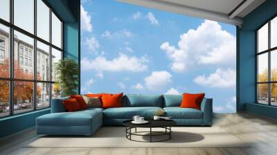 blue sky background with white clouds during day . panorama . Wall mural