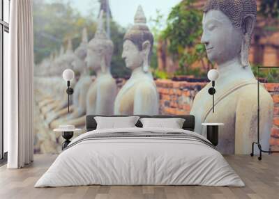 Series of ancient buddha in Ayutthaya , Thailand Wall mural