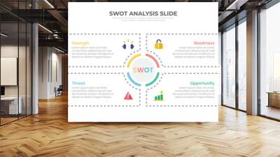 SWOT Analysis Slide Infographic with 4 rectangular elements Wall mural