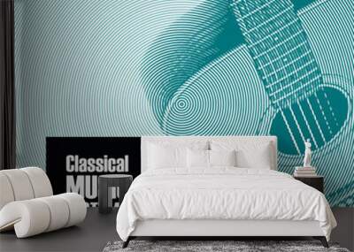 Vector banner for festival of classical music with a guitar in retro style Wall mural