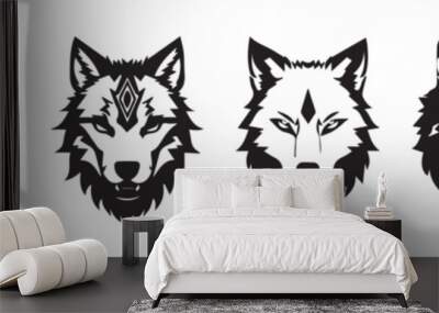 Heads of a wolf set. Styling the head for your design. Vector illustration, isolated objects.EPS 10 Wall mural