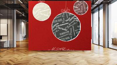 christmas balls with multilingual greetings pattern. vector illu Wall mural