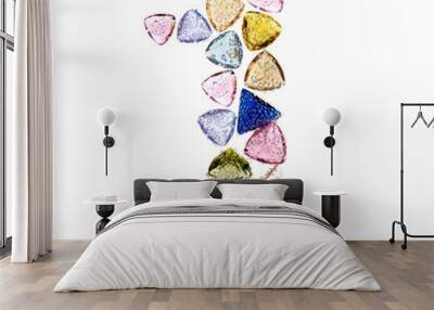 Gemstones numbers collection, figure 1. Isolated on white backgr Wall mural