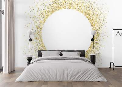 gold sparkles on white background. white circle shape for text Wall mural