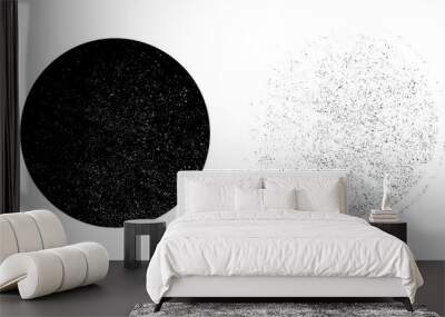 grunge monochrome circle background. abstract circle texture on white background, dirt overlay or sc Wall mural