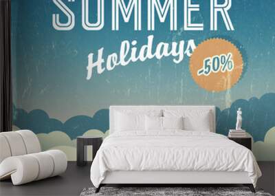 Summer travel retro poster. Vector Wall mural