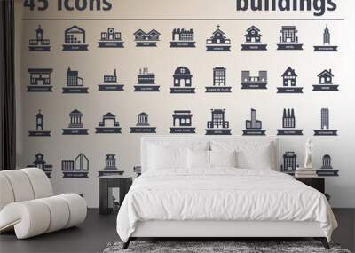 Building icons set. Wall mural